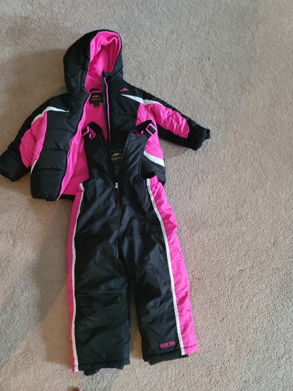 Pacific Trail Kids Black and Hot Pink Snow Bib Overalls
